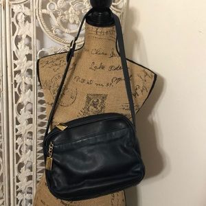 Black Leather Tignanello Shoulder Bag Purse